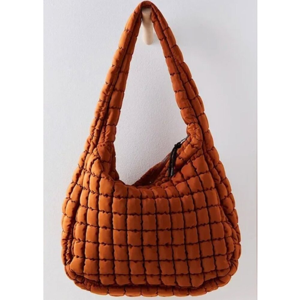 Free People Quilted Carryall Bag in Roasted Chestnut - Picture 5 of 9